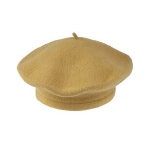 Tonak | 100% Wool Mustard Yellow 11" Floral Super Beret